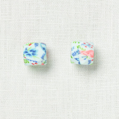 Fox & Pine Small Needle Stitch Stoppers, Blue Floral Hexagon