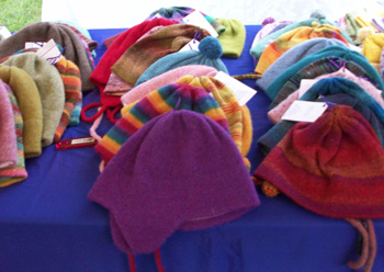 a number of colorful hats